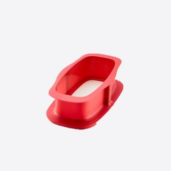Lékué rechthoekige springvorm uit silicone rood met keramisch bord wit 24x14.4x7.6cm