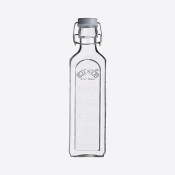 Kilner vierkante glazen fles met grijze beugelsluiting 600ml