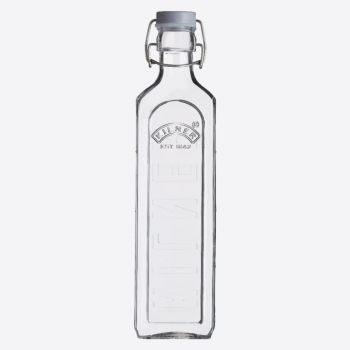 Kilner vierkante glazen fles met grijze beugelsluiting 1L