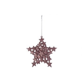 Cosy @ Home Hanger Ster Glitter Roze 13x13cm Kunstst